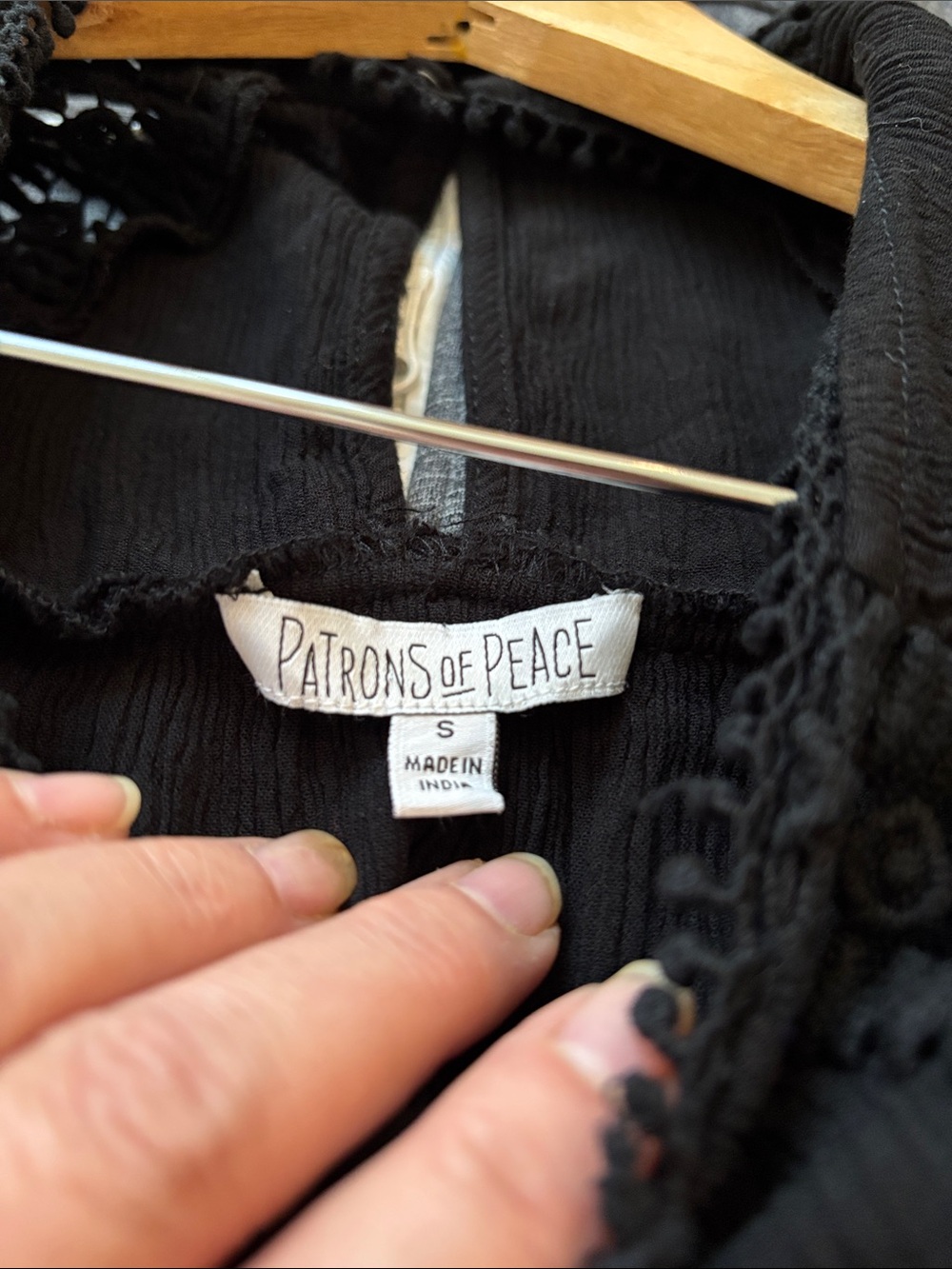 Patrons of Peace black dress with crochet details size S new without tags! - Picture 5 of 6